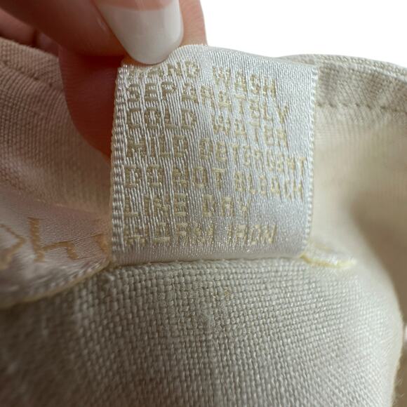 Whitewash Linen Trouser Pants Womens 8 Cream Ivory Wide Leg Embroidered Floral - Picture 7 of 7